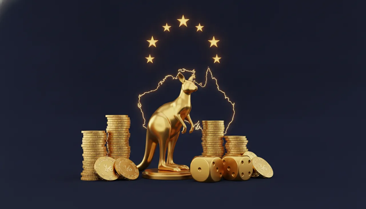 RollXO Australia casino - gold chips and dice