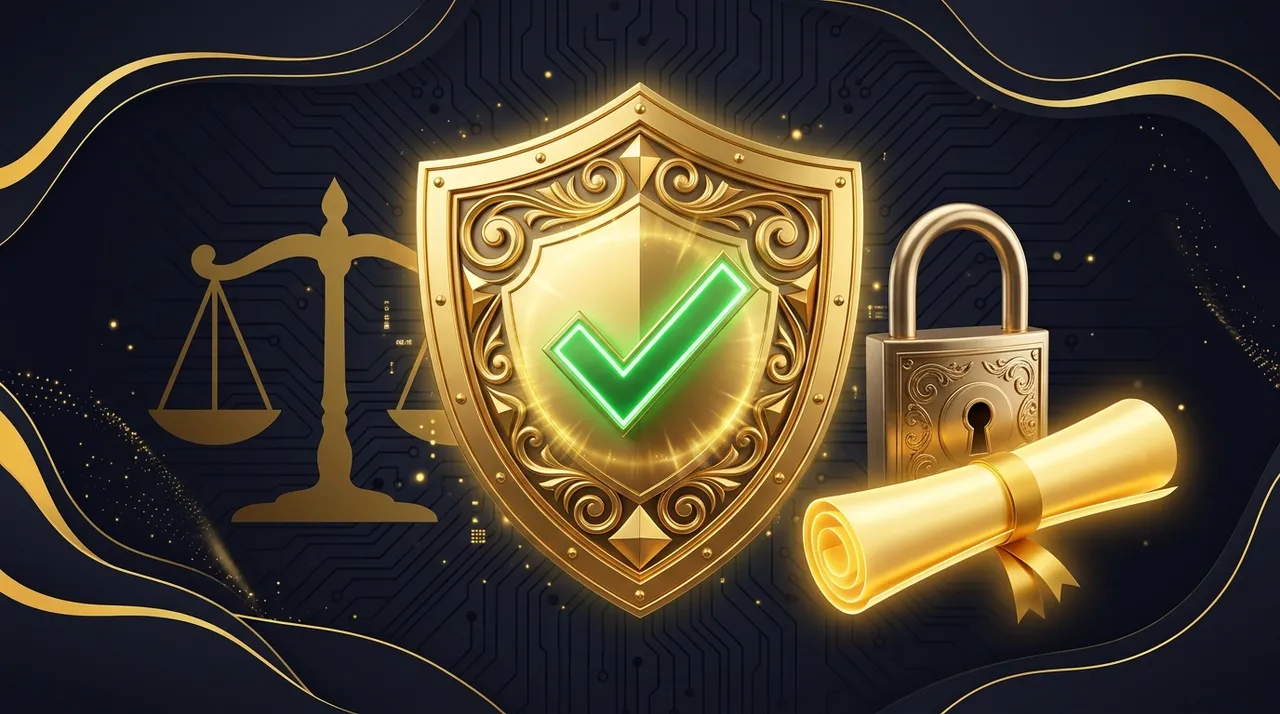 Is RollXO legit - golden shield with green checkmark and padlock